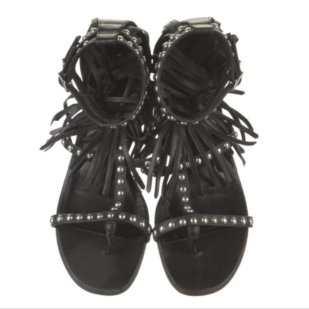 Yves Saint Laurent Leather Gladiator Cutout Accent T-Strap Sandals w/ box - Picture 3 of 7